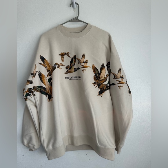Abercrombie & Fitch Tops - Abercrombie & Fitch Beige Crewneck Sweater with Bird Design